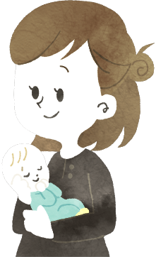 子供を抱く女性のイラスト