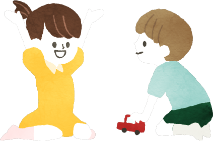 遊んでいる子供２人のイラスト